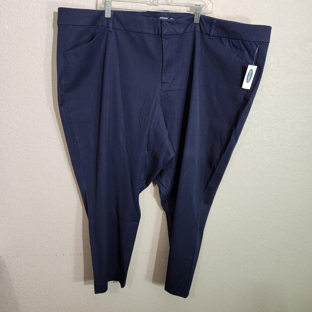 Old Navy Pixie Pants Womens 28 Plus Navy Stretch Ankle Chino Trousers New
